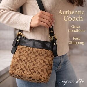 Coach Tan and Black Crossbody Bag